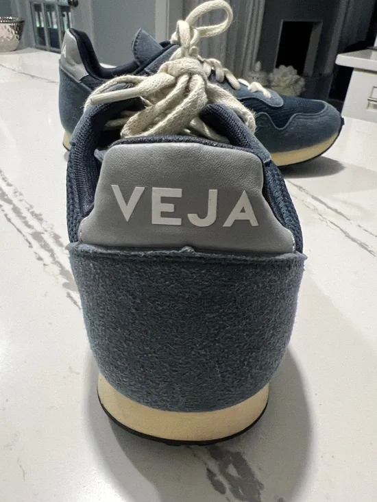 Veja SDU REC Alveomesh Low Top Blue Runner Sneakers with Cream Accents  size W 8 - Picture 2 of 16